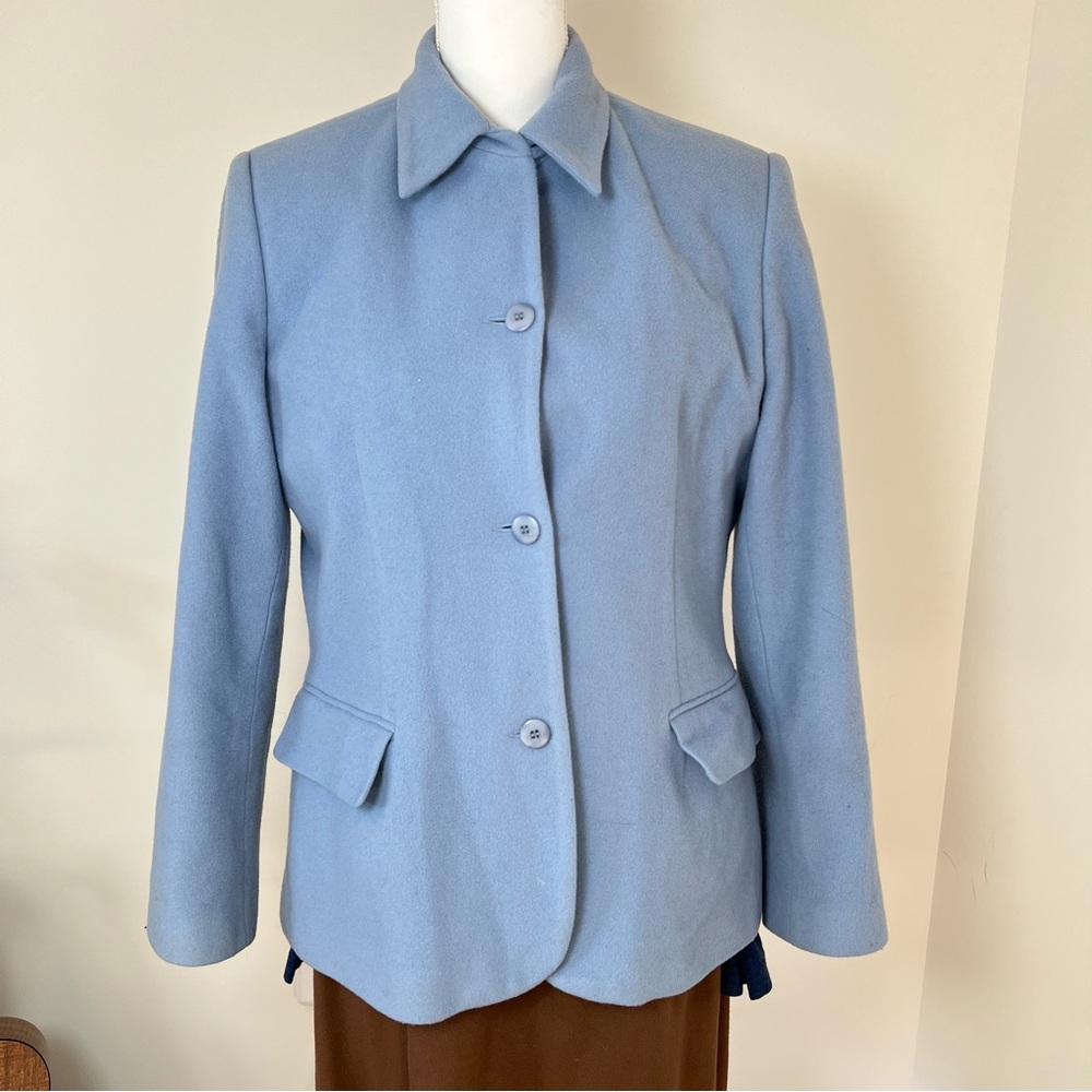 Andrea Viccaro 80-90s‎ Wool & Cashmere Peacoat Jacket Soft Dusty Baby Blue 🧵